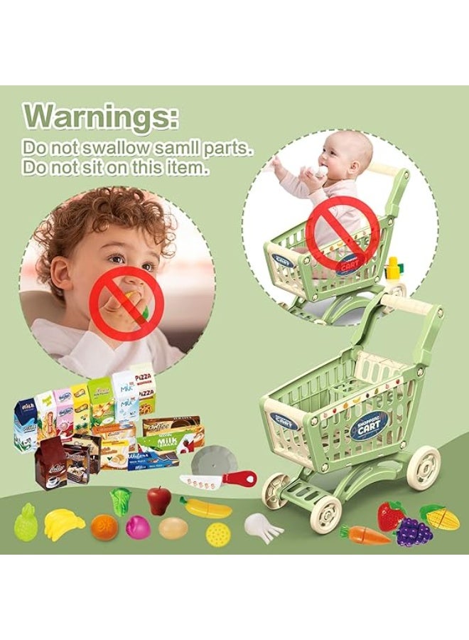 ، مجموعة ملحقات عربة التسوق مكونة من 64 قطعة، مجموعة لعب عربة تسوق كبيرة الحجم، لعبة تعليمية هدية للأطفال من عمر 3 سنوات فما فوق، بنين وبنات (متعددة الألوان) - Image 5